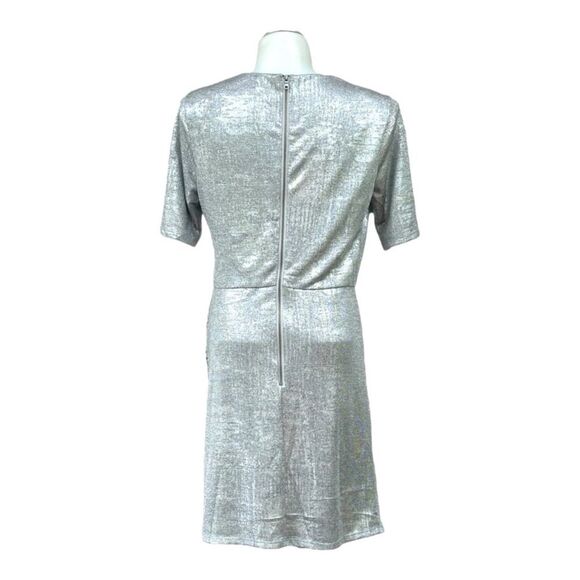 CATHERINE MALANDRINO Womens Cocktail Metallic Ruched Dress L NWT - Picture 5 of 13